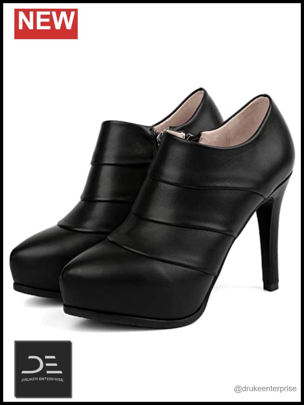 Women's Stiletto Heel Ankle Booties Platform Pumps Side Zip PU